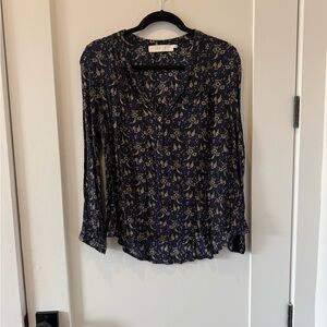 Astr Navy and Cream Floral Blouse